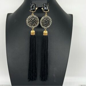 275. Elegant Black, Gray and Gold Tassel Earrings